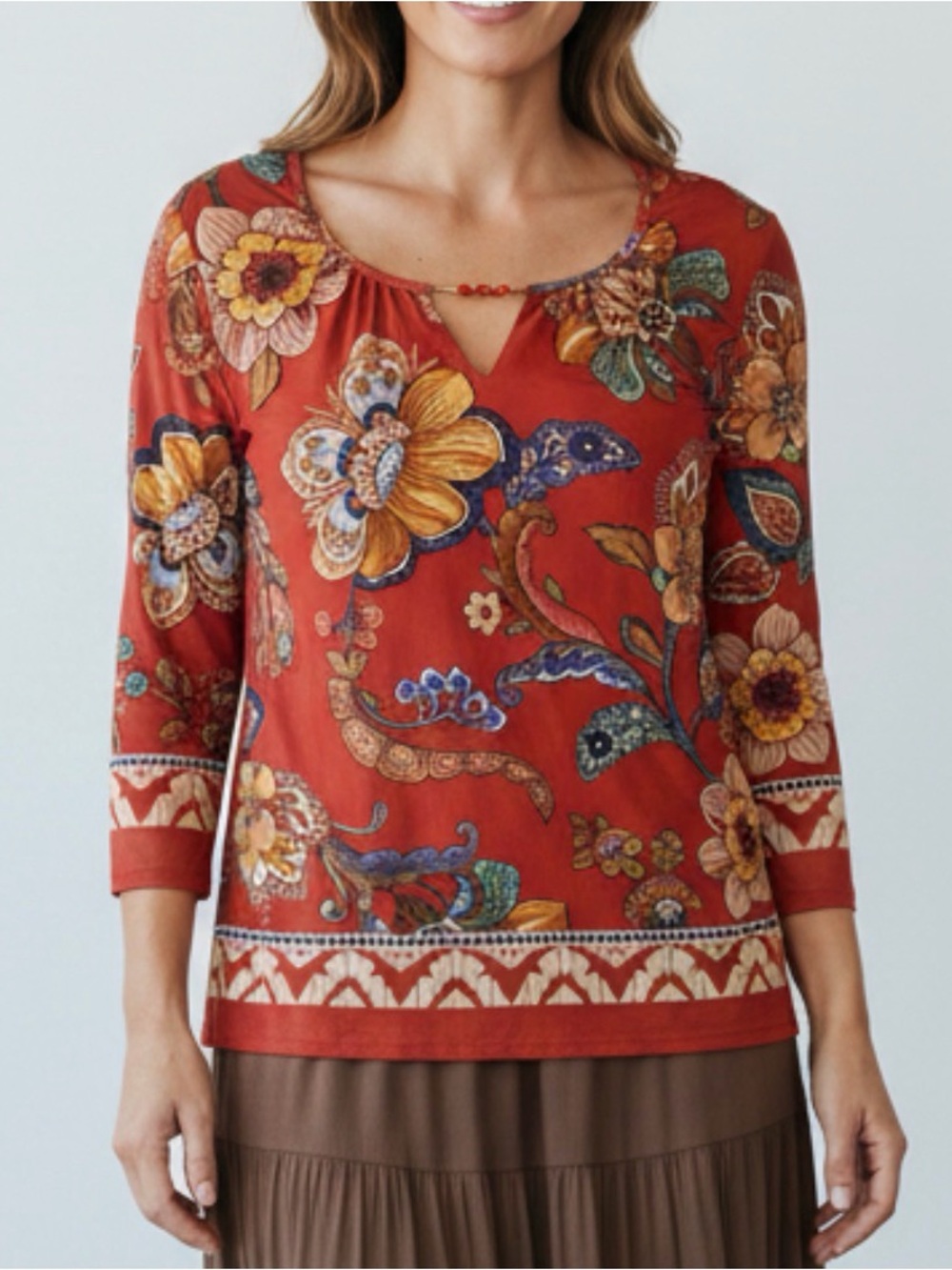Alfred Dunner Petite Harvest moon three quarter sleeve blouse